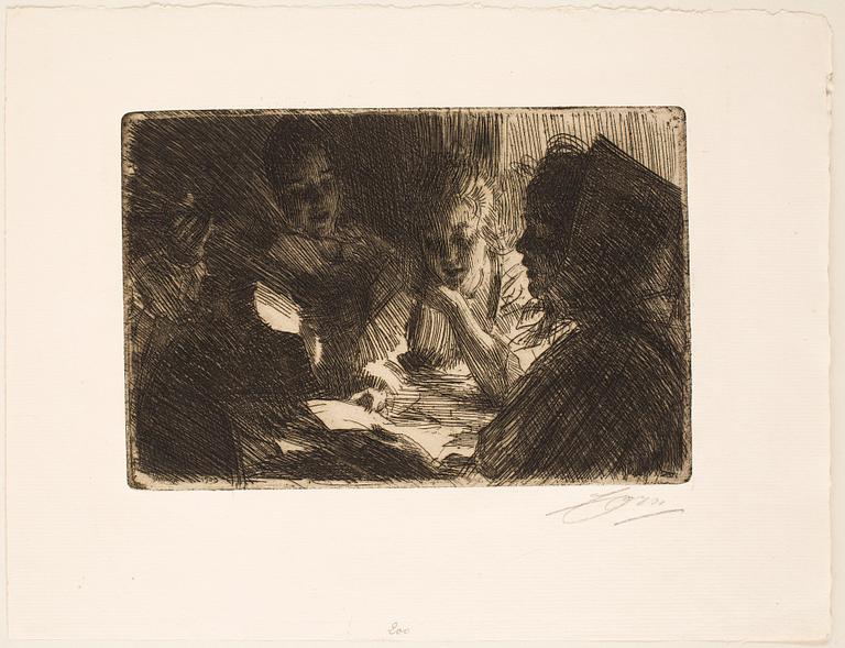 ANDERS ZORN, etsning, utförd 1903, signerad med blyerts.