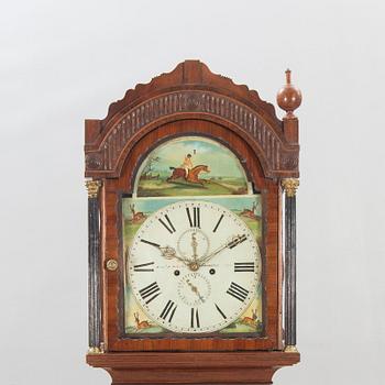 An English W Wilson Newcastle mahogany grand father clock first half of the 19th century.