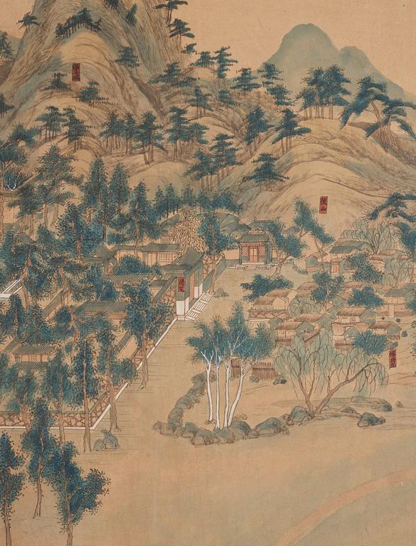 A long scroll painting by unknown Chinese artist, Qing dynasty/early 20th Century.