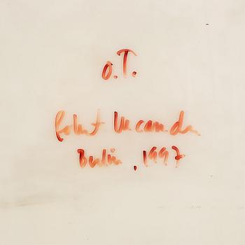 Robert Lucander, acrylic on plexiglass, signed and dated Berlin, 1997.