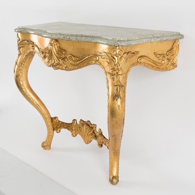 A second half of the 19th century mirror and console table.