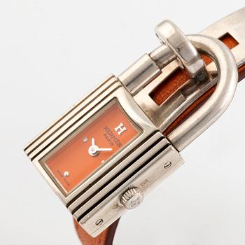 Hermès, Kelly Lock, "Silver Case", armbandsur, 20 x 20 (37,5) mm.