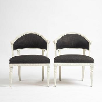 A matched pair of late Gustavian armchairs.