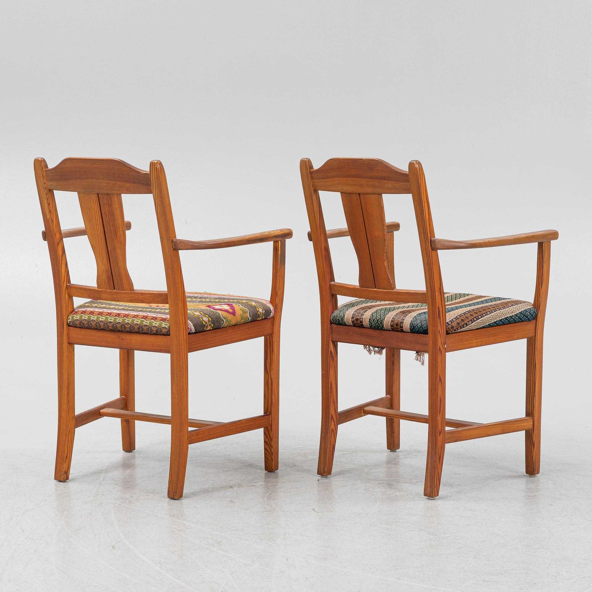 Carl Malmsten,  a pair of pine armchairs, second half of the 20th century.