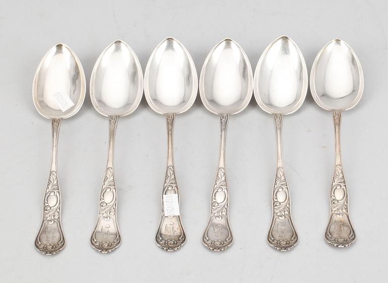 MATSKEDAR, 6 st, silver, Magnus Aase, Bergen, verksam 1876-1953. Total vikt ca 238g.