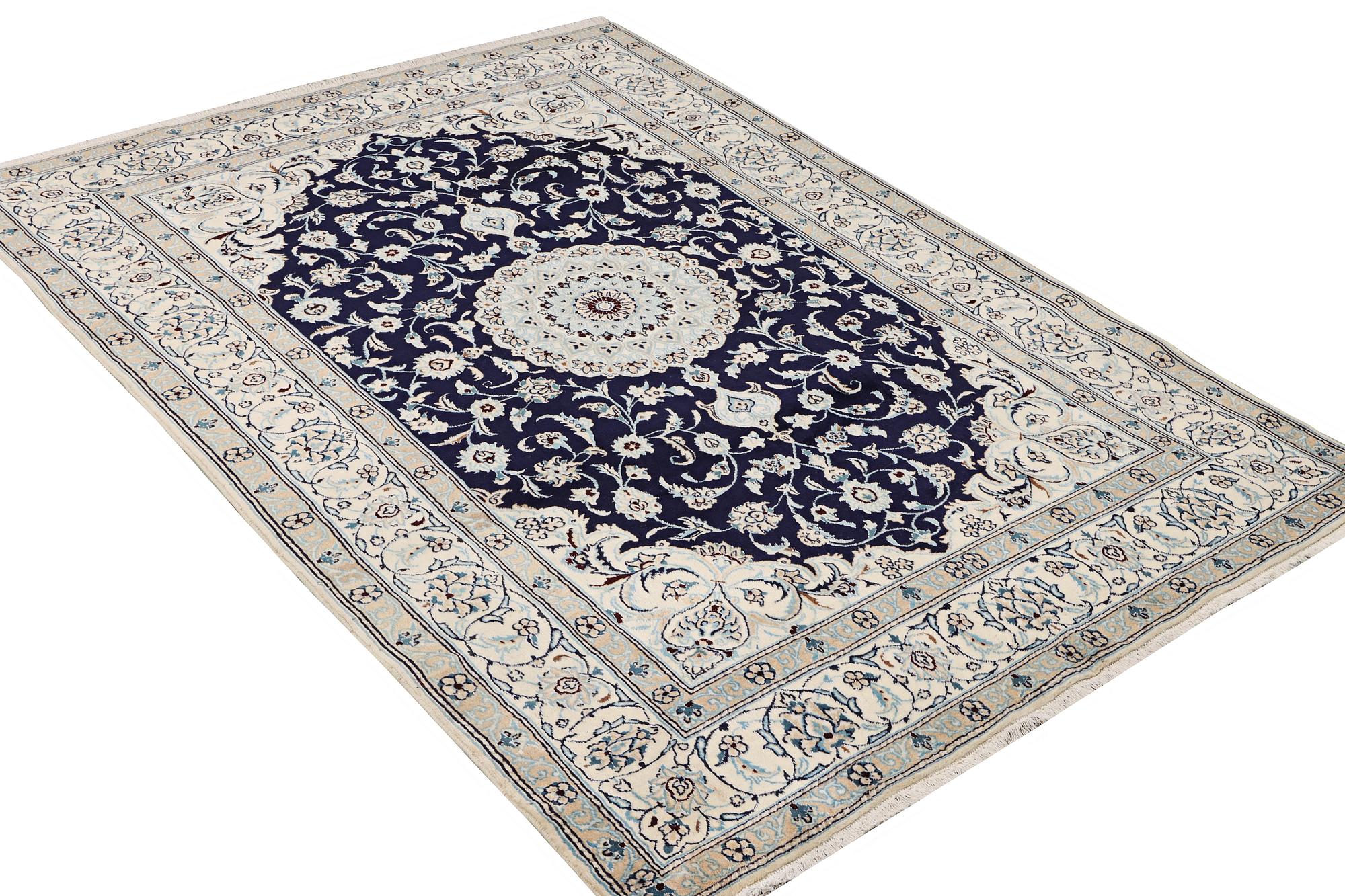 A part silk Nain rug, 9LA, c. 292 x 190 cm.