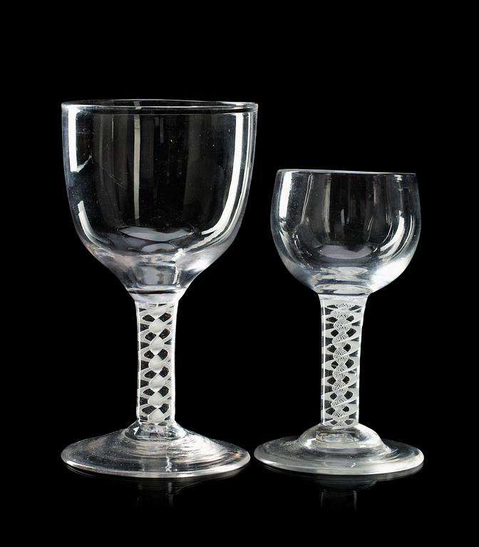 A set of eleven (7+4) English wine glasses, 18th/19th Century.