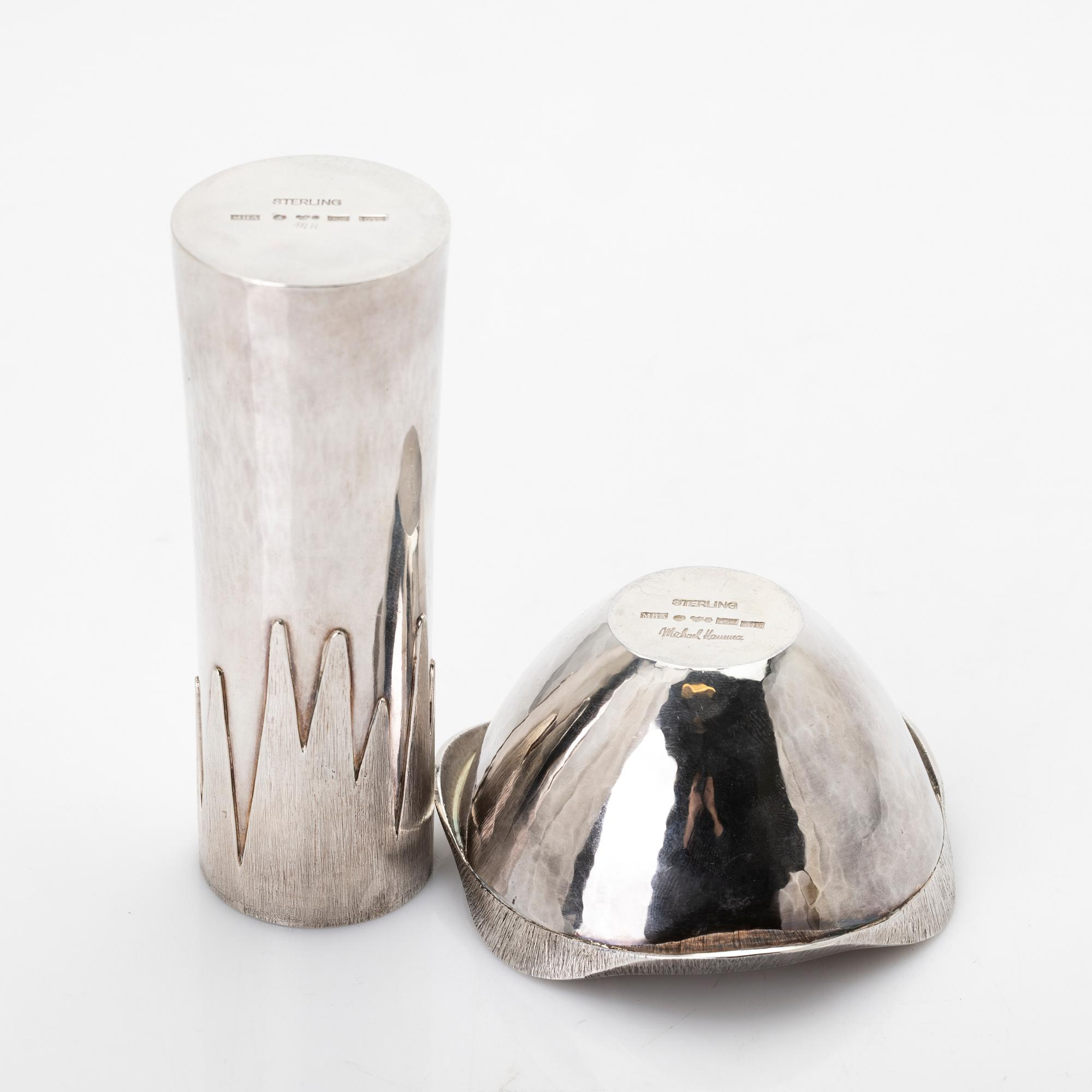 Michael Hammar, vase and bowl, silver, MHA, Stockholm, 1978–1986.