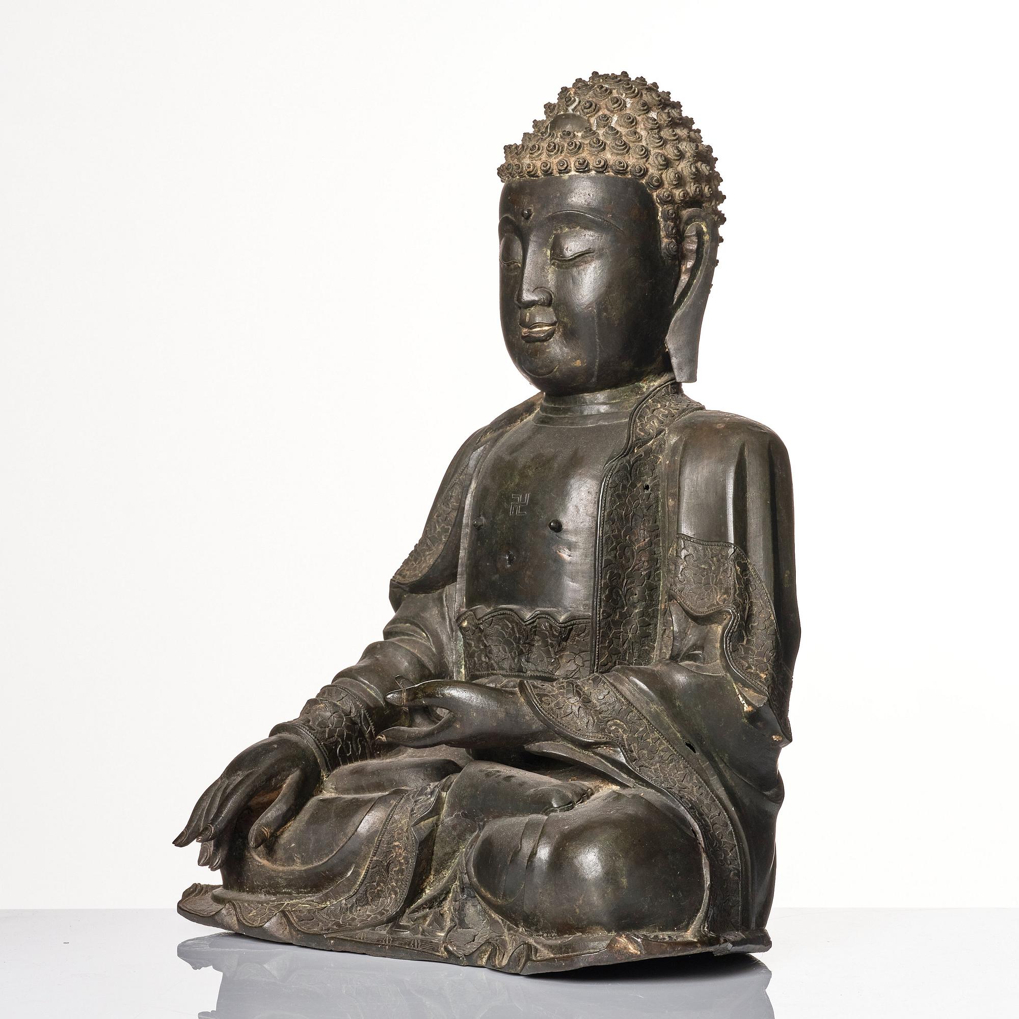 Shakyamuni Buddha, brons. Mingdynastin (1368-1644).