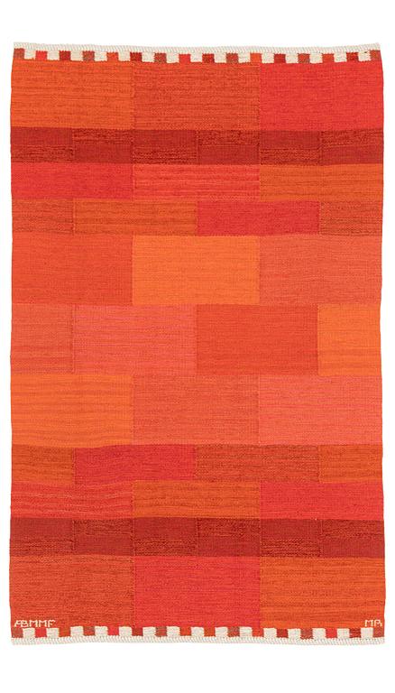 Marianne Richter, A carpet, "Muren röd", flat weave, ca 186 x 117 cm, signed AB MMF MR.