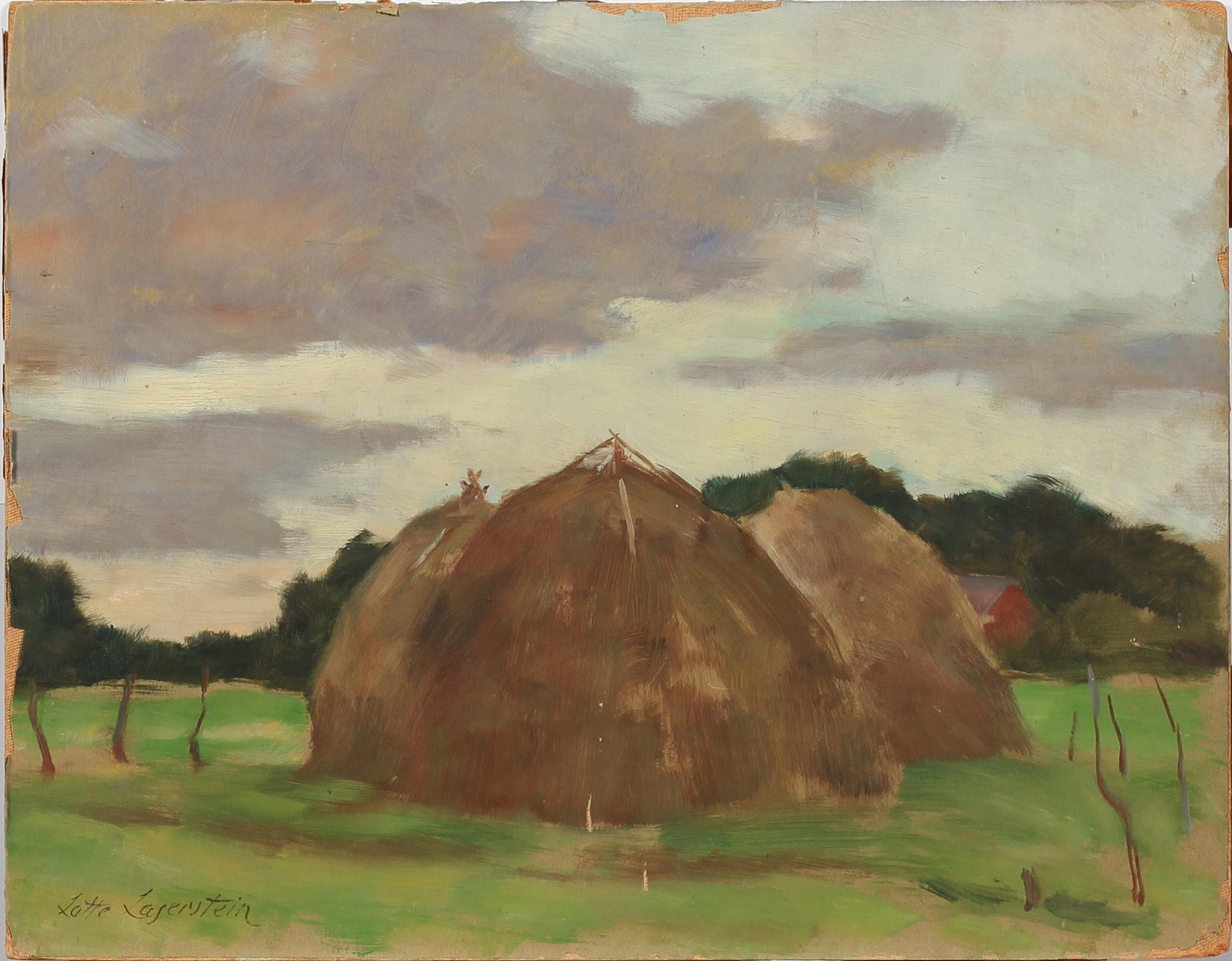 LOTTE LASERSTEIN, olja på duk, pannå samt krita, 3 st varav 2 sign.