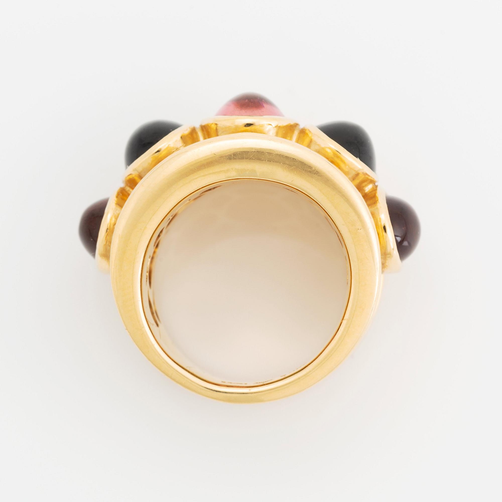 Temple St Clair ring 18K guld med cabochonslipade  turmaliner.