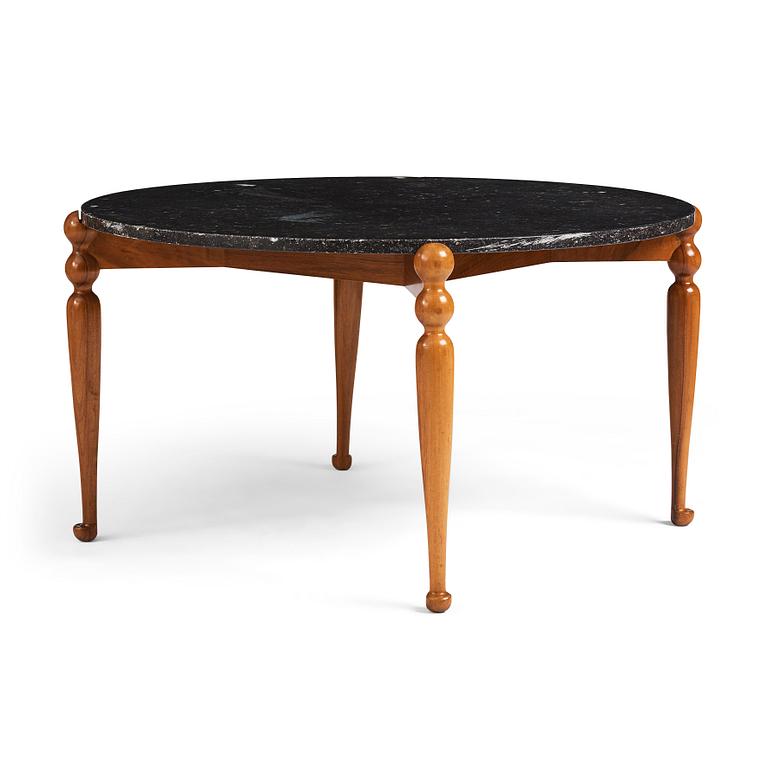 Josef Frank, a model 2168 walnut and black marble top sofa table, Svenskt Tenn, probably 1950's.