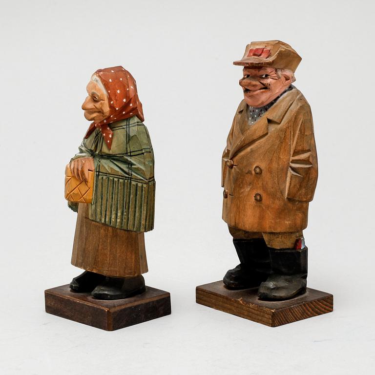 CARL OLOF TRYGG and CARL JOHAN TRYGG, two wooden sculpture, signed.