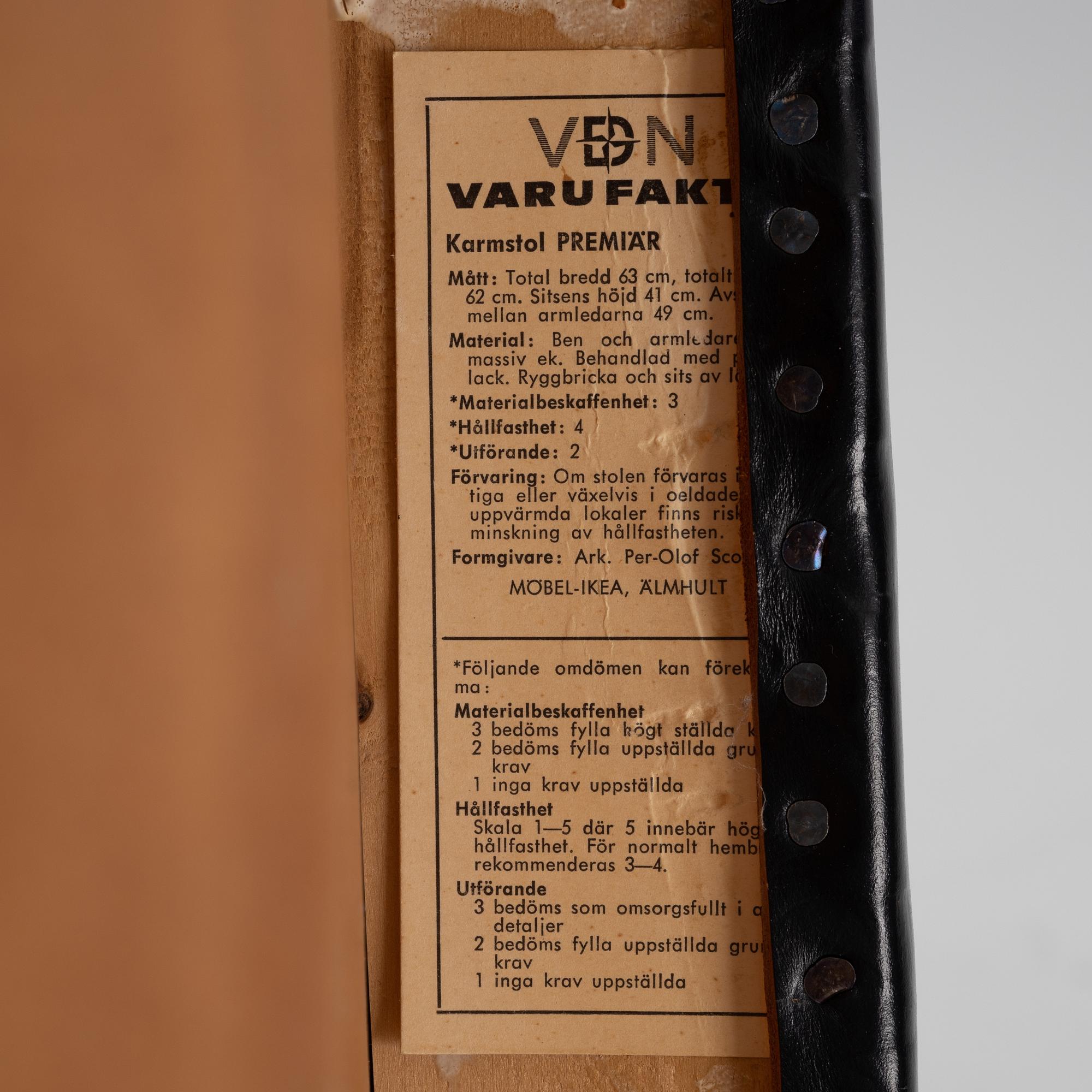 A 'Premiär' easy chair by Per Olof Scotte for Ikea, designed 1962.