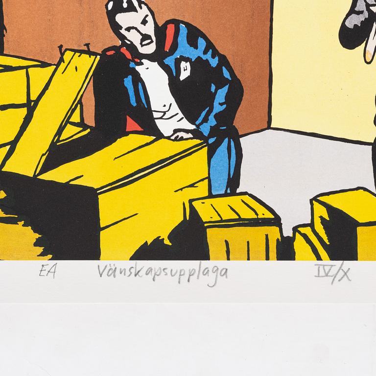 Carl Johan De Geer, lithograph in colours, signed EA IV/X.