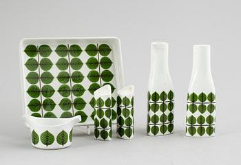 SERVISDELAR, 6 delar, flintgods, "Berså", Stig Lindberg, Gustavsberg.