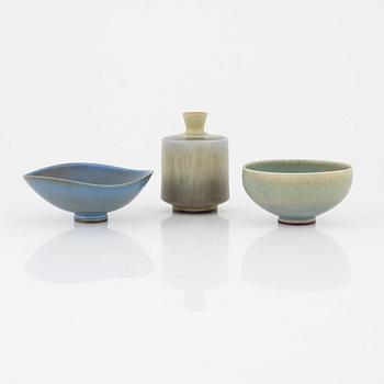 Berndt Friberg, a vase and two bowls, Gustavsbergs studio, 1965-76.