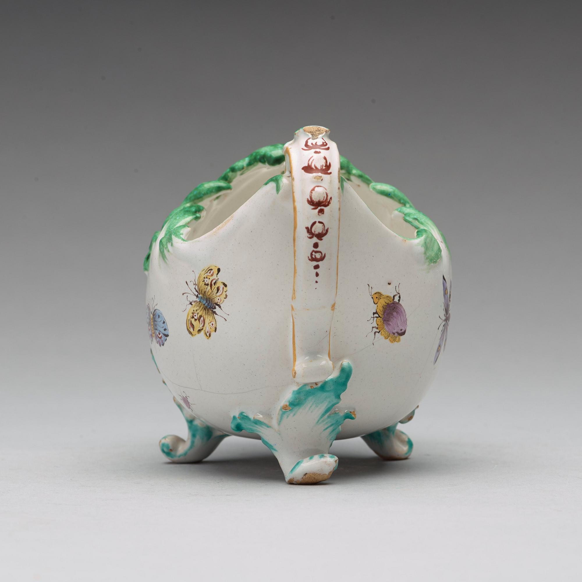 A Swedish faience Rörstrand sauce boat, 18th Century.