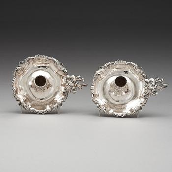 A pair of Swedish 18th century silver chamber-candlesticks, marks of Pehr Zethelius, Stockholm 1770.