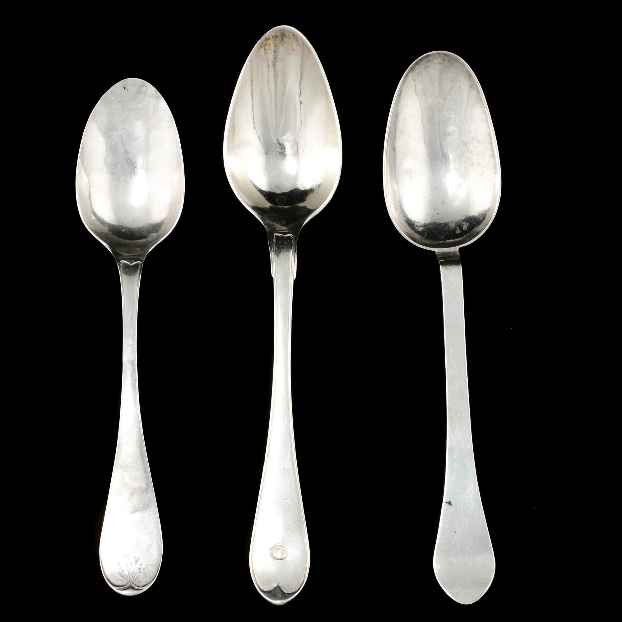 SKEDAR, 3 st, silver, 1700/1800-tal, vikt 152 gram.