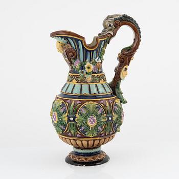 Wilhelm Schiller & Sons, a majolica pitcher, late 19th century.