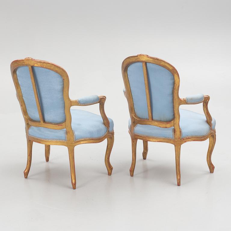 A pair of Rococo armchairs, France, second half of the 18th century.