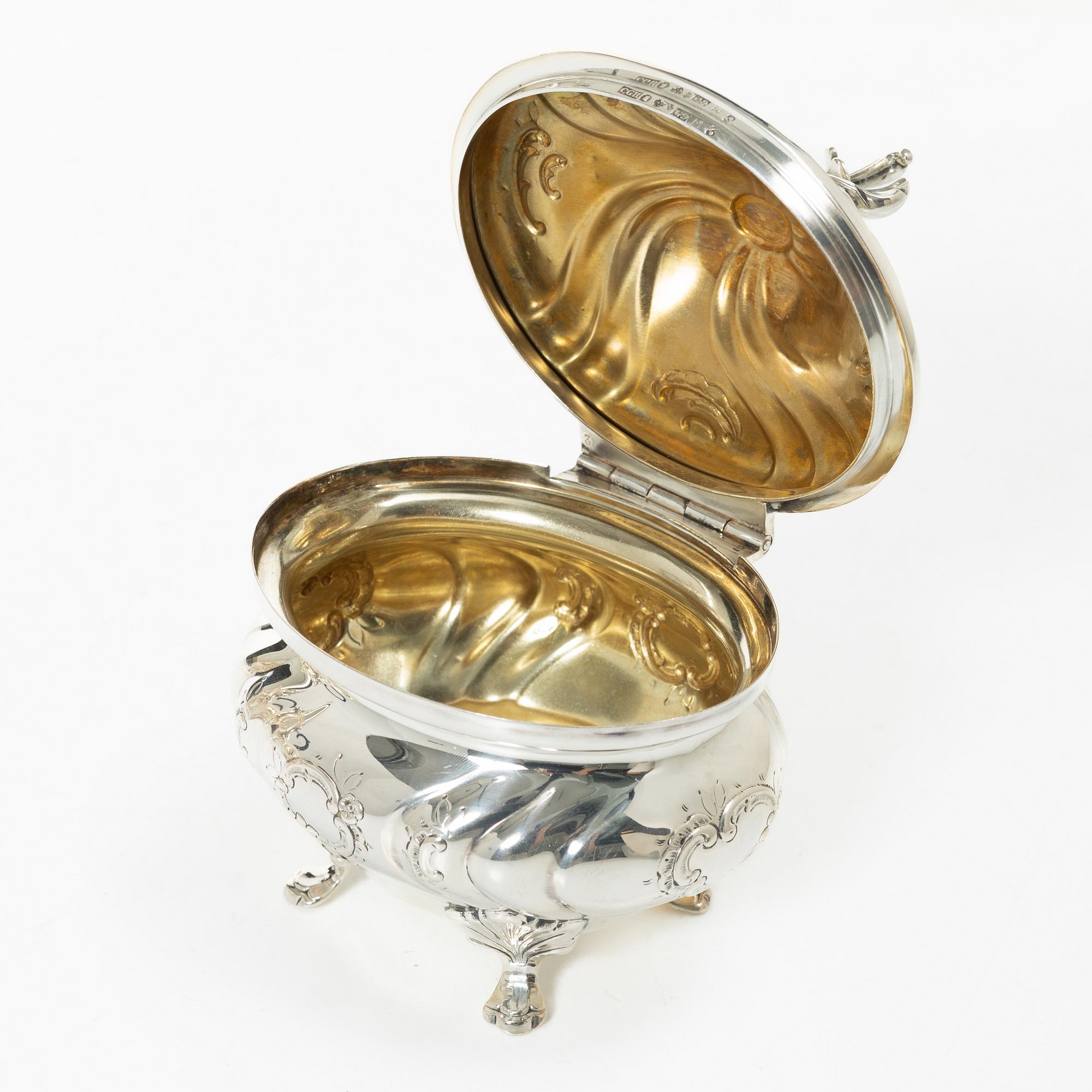 C.G. Hallberg, A three piece coffee service, Rococo style, 1950s, Stockholm.