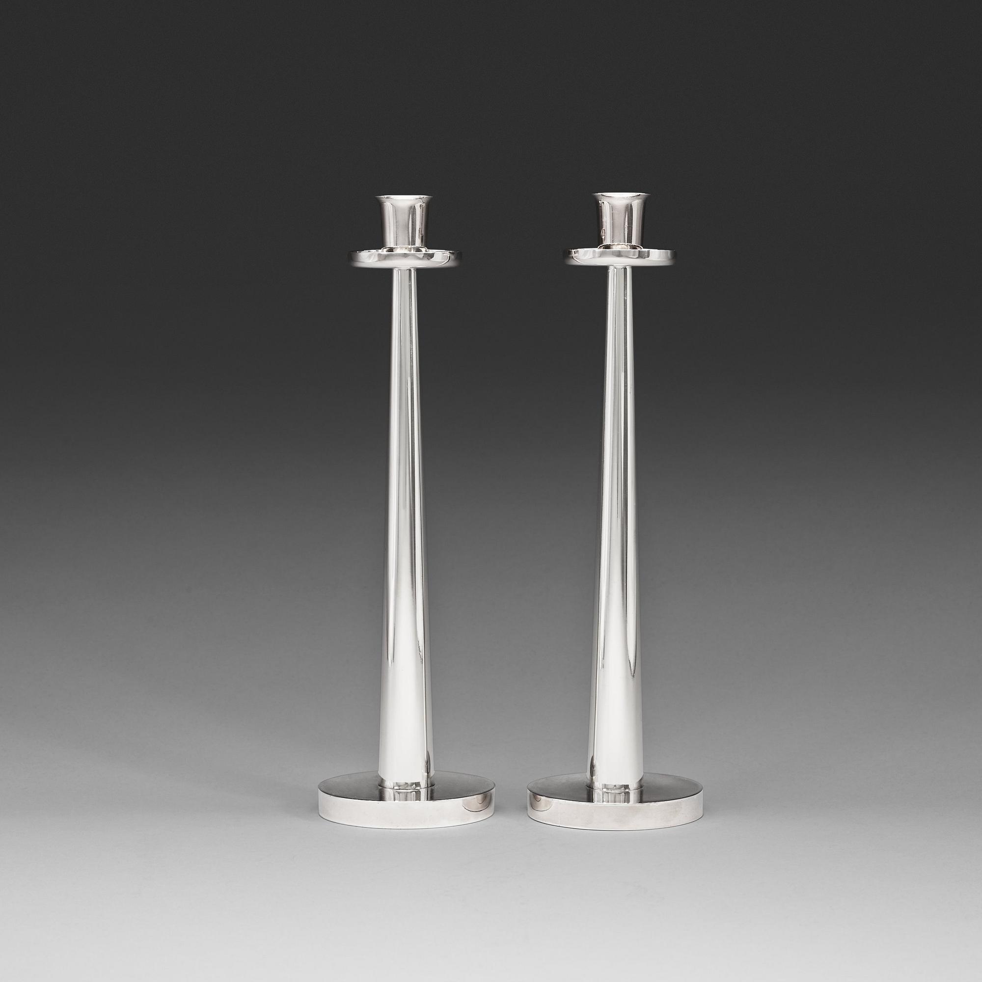 A pair of Åke Strömdahl sterling candlesticks, Stockholm 1956.