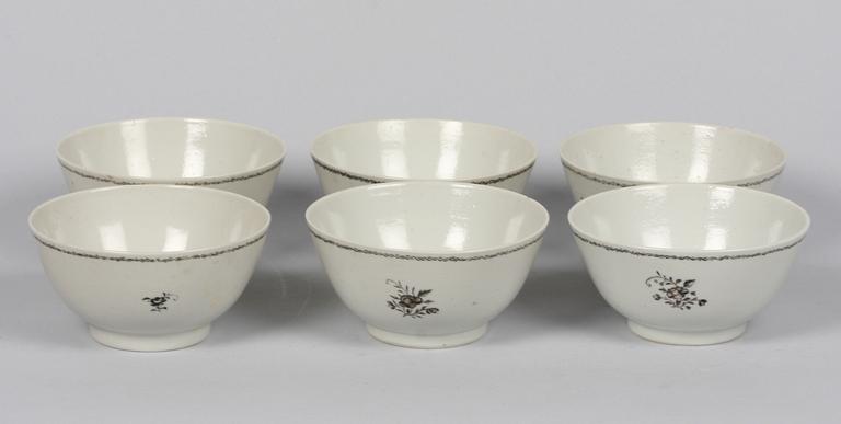SKÅLAR, 6 st, porslin, Kina. 1700-tal.