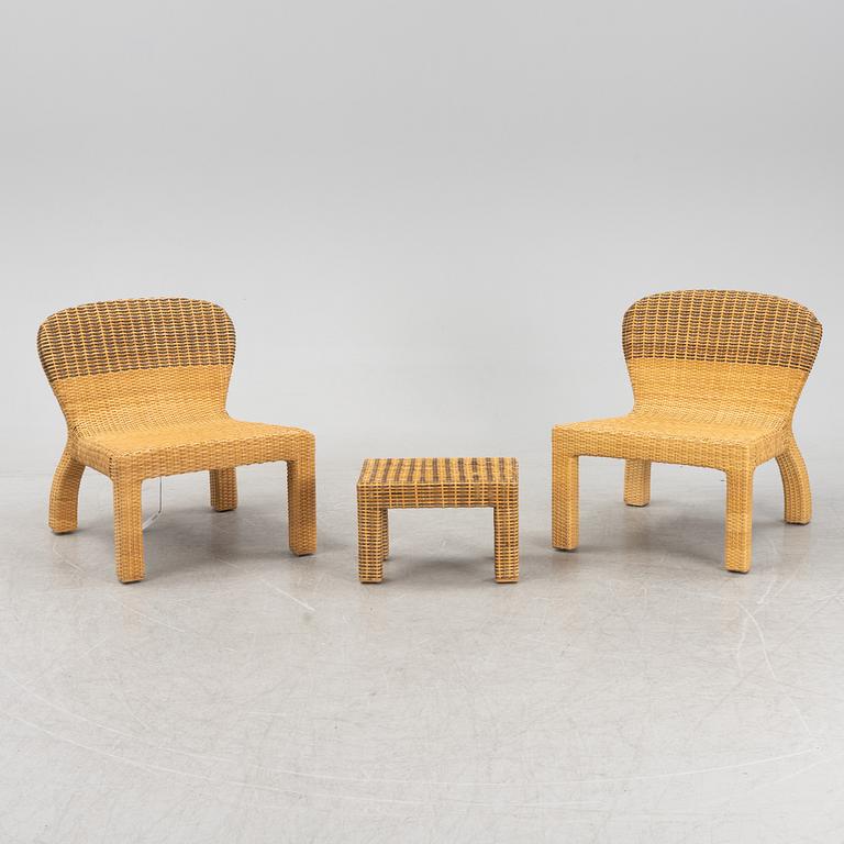 Thomas Sandell, a pair of rattan easy chairs and a table, from the series PS, IKEA 2001.