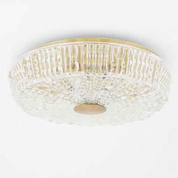 A glass and metal ceiling light by Carl Fagerlund for Orrefors, second half of the 20th century.