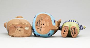 PARTI FIGURINER, 3 st, stengods, Lisa Larson, Gustavsberg, 1900-talets andra hälft.