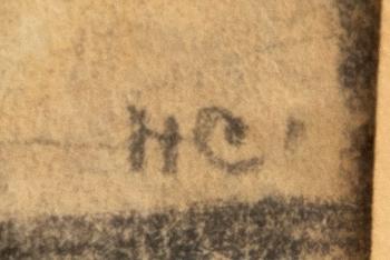 Hugo Carlberg, teckning och blandteknik, signerade.