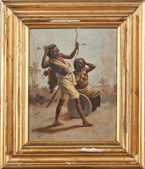 OKÄND KONSTNÄR, olja på pannå, 1800-tal.