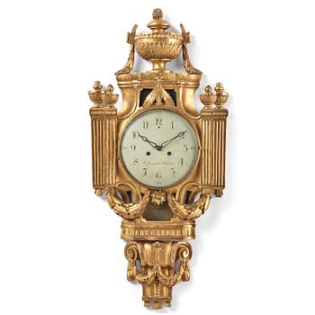 125. A Gustavian giltwood cartel clock by O. Ljundahl (watchmaker in Stockholm 1775-80).