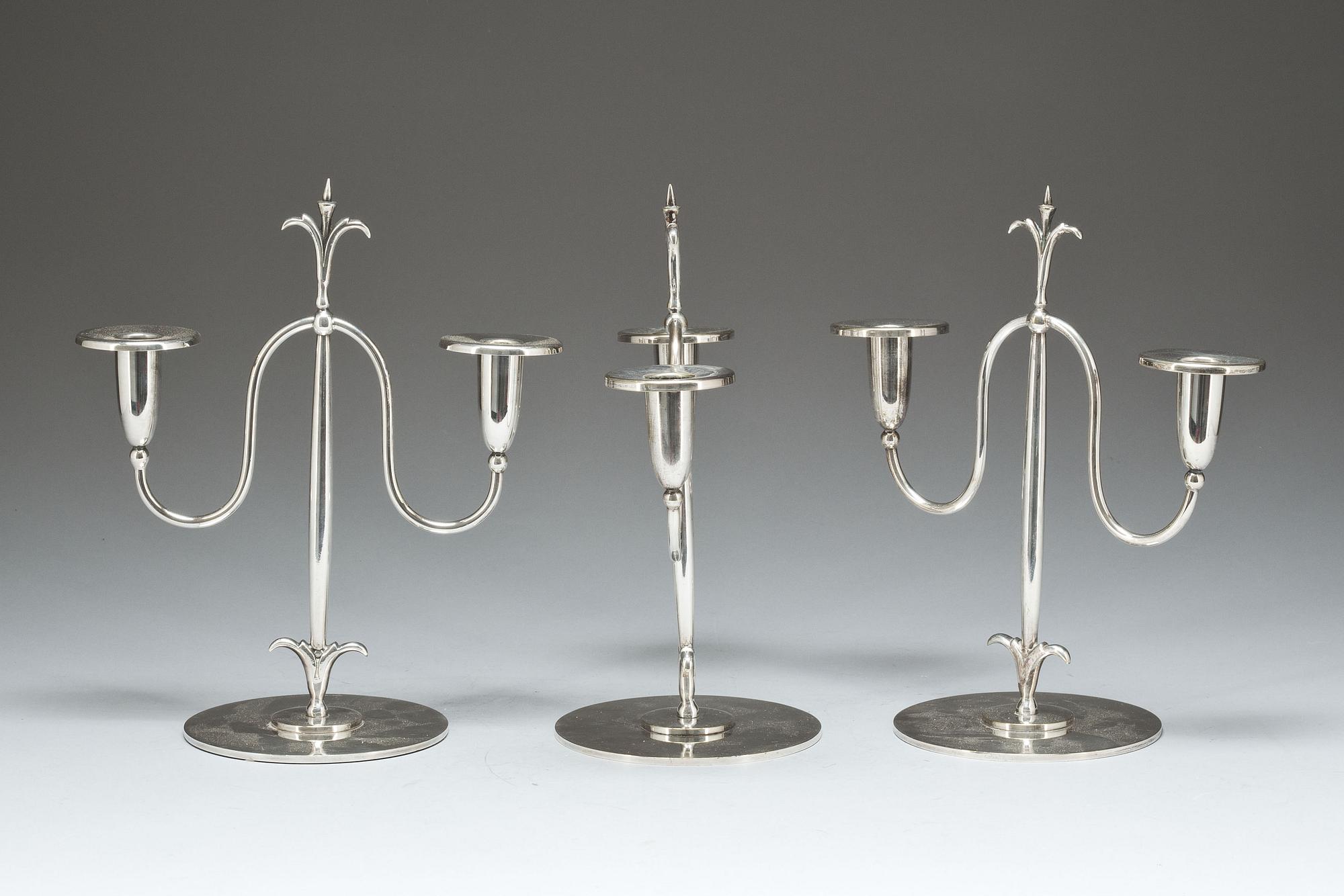 LJUSSTAKAR, 3 st, nysilver, C G Hallberg.