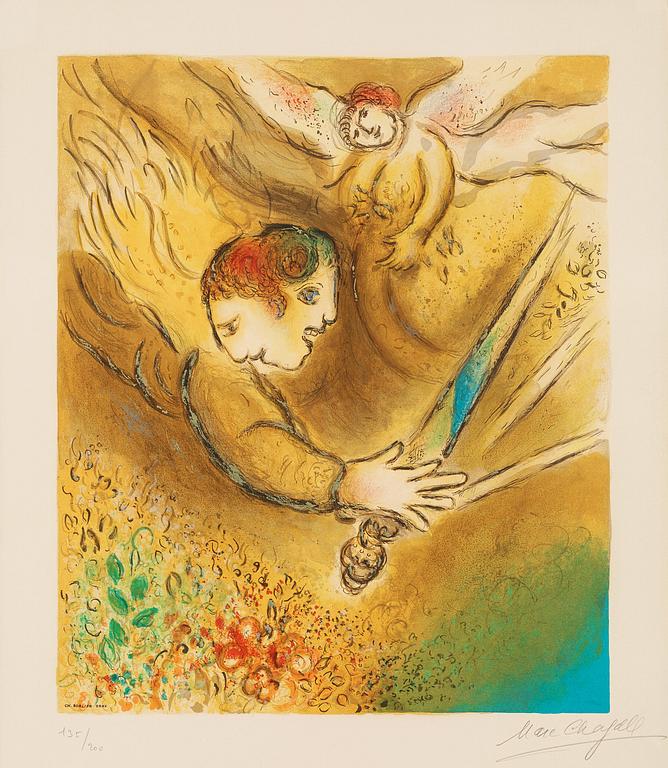 MARC CHAGALL, färglitografi, 1974,av Charles Sorlier efter Marc Chagall, signerad med blyerts 135/200.