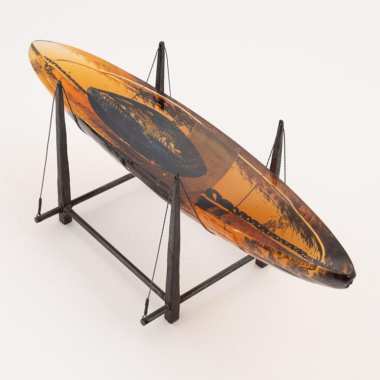 Bertil Vallien, a cast glass sculpture of a boat, Orrefors, Sweden.