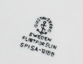 SERVISDELAR, 42 delar, porslin, "Spisa Ribb", Stig Lindberg, Gustavsberg.