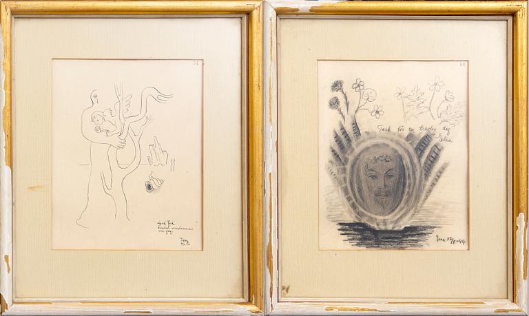 Esaias Thorén, two drawings, signed -34 & -44.