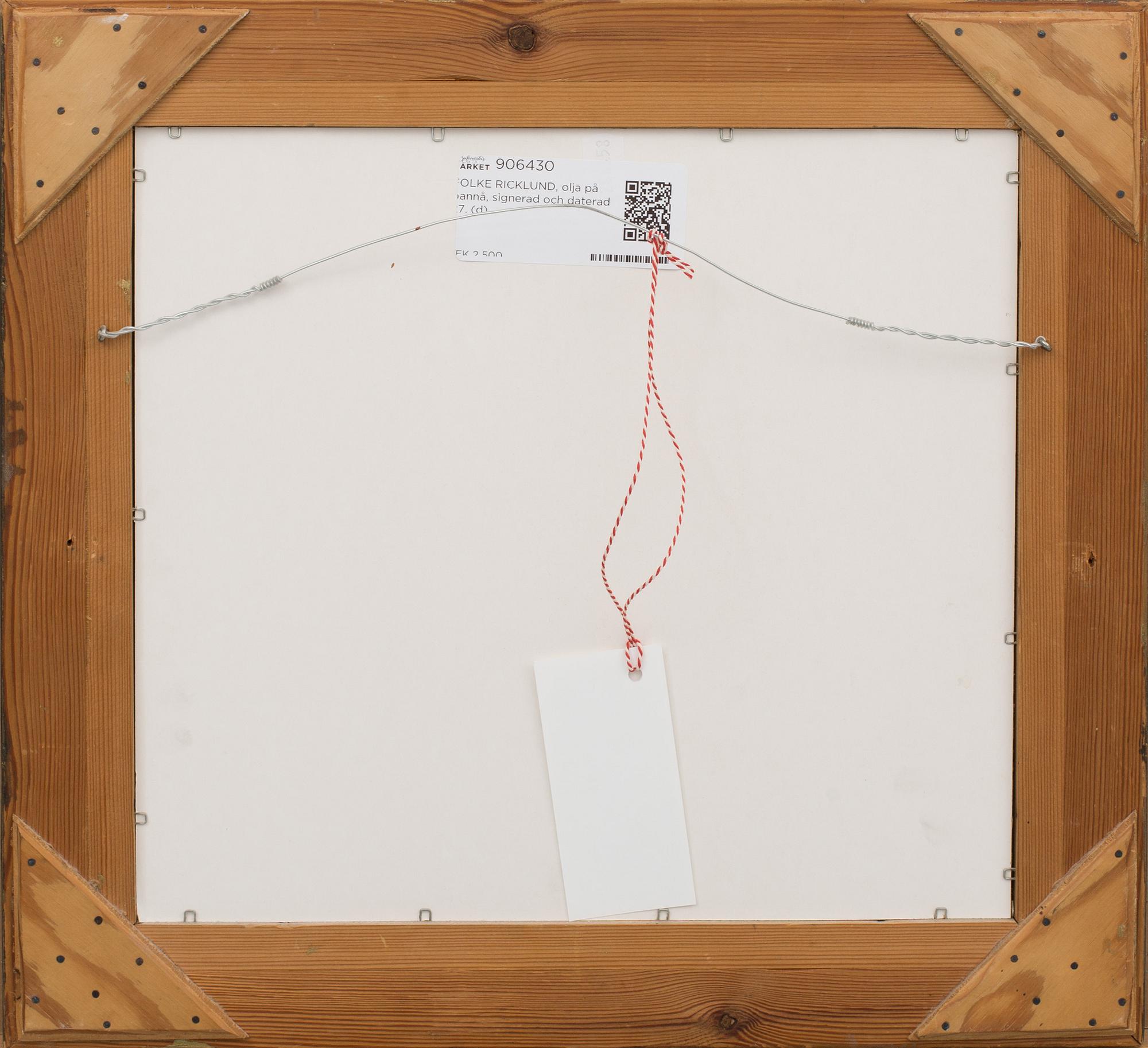 FOLKE RICKLUND, olja på pannå, signerad och daterad 27.