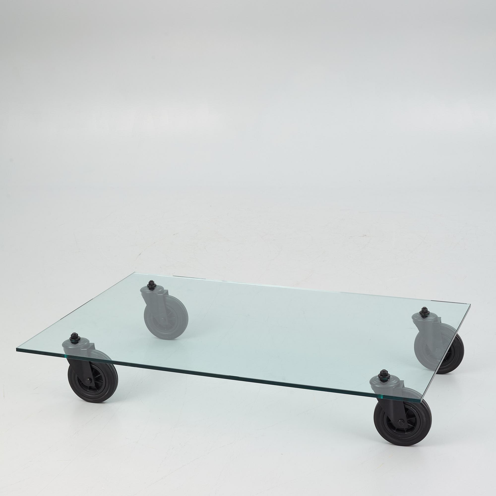 Gae Aulenti, soffbord, "Tavolo con Ruote", Fontana Arte, Italien.