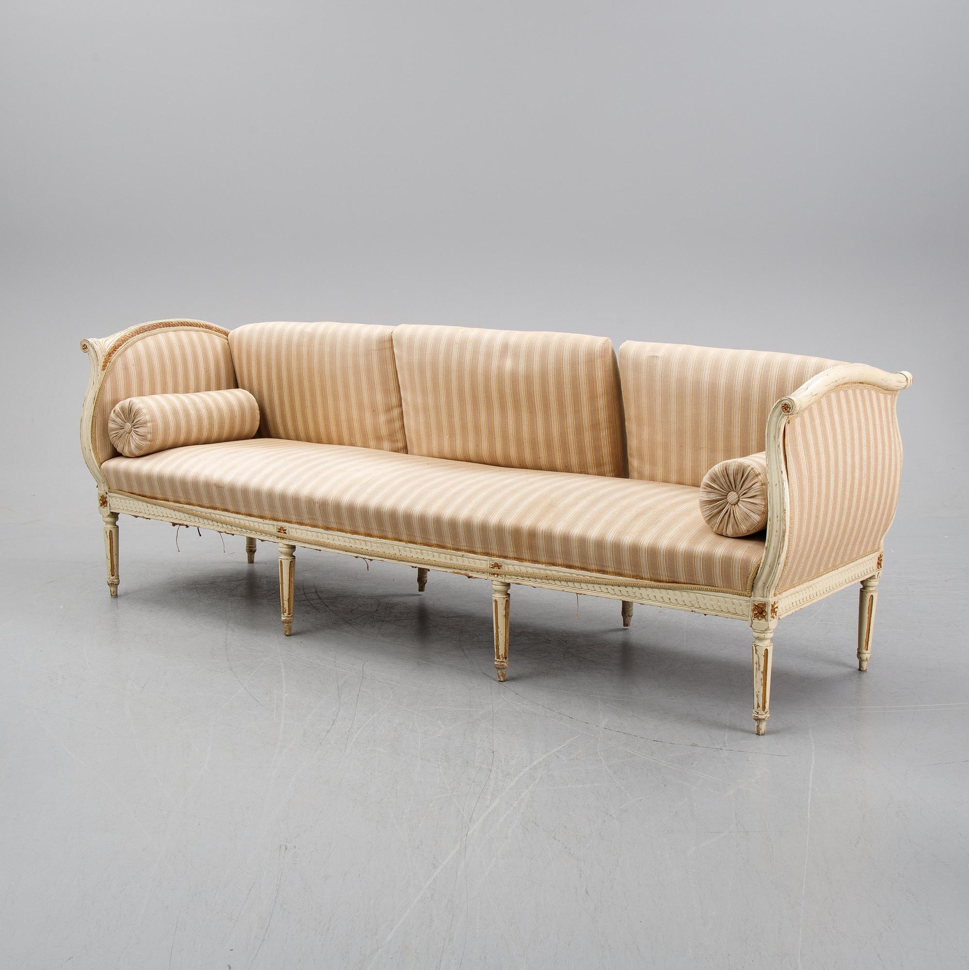 A Gustavian sofa, secondhalf of the 18th Century.