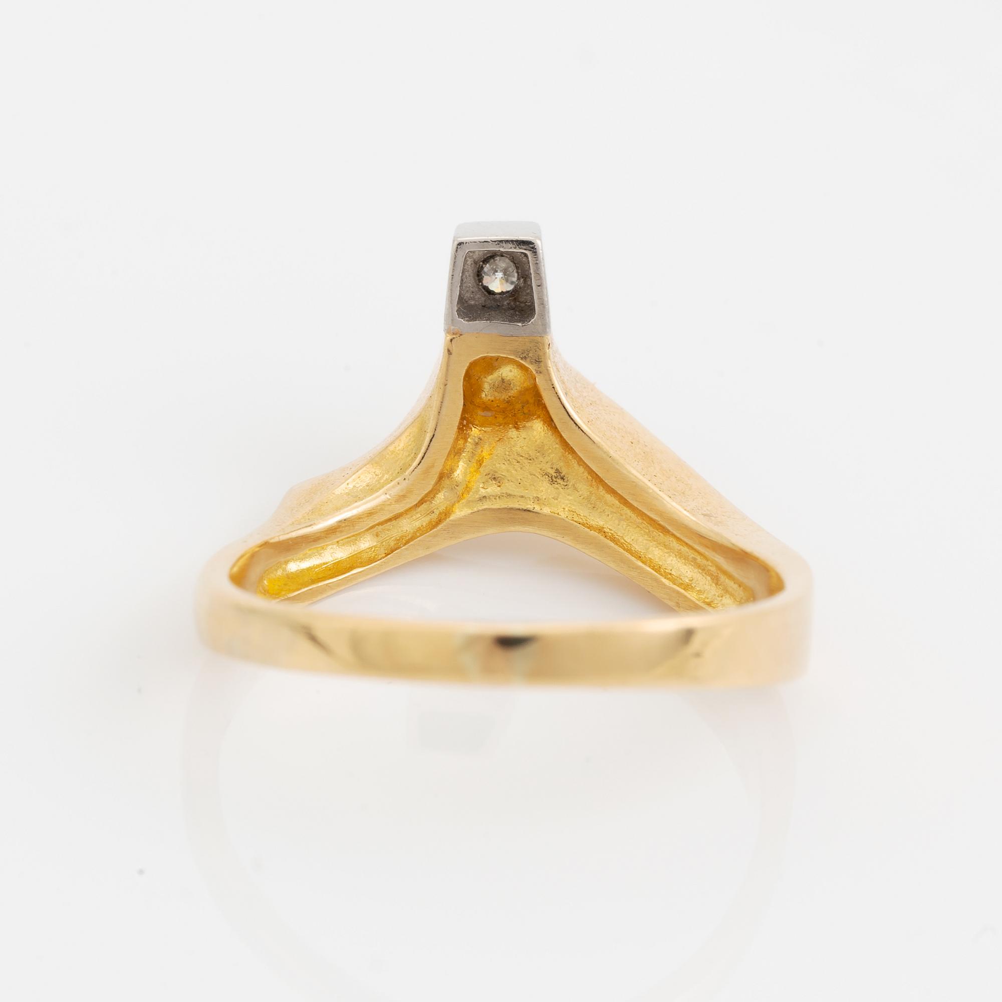 Björn Weckström, An 18K gold Lapponia ring DIamond promise" set with a round brilliant-cut diamond.