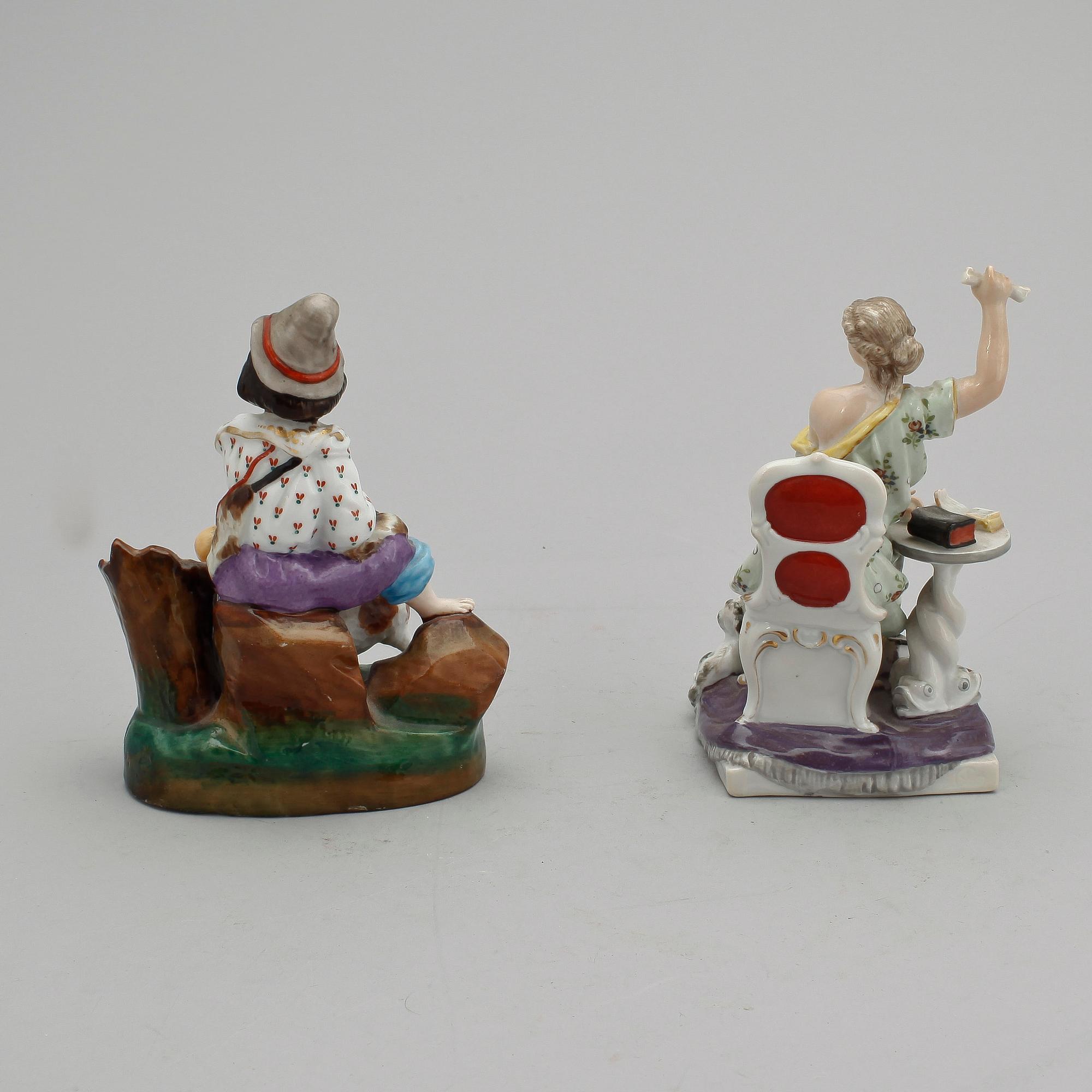 FIGURINER, 2 st, porslin, möjligen Tyskland, 1900-tal.