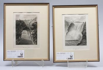 STÅLGRAVYRER, 14 st, 1800-talets andra hälft.