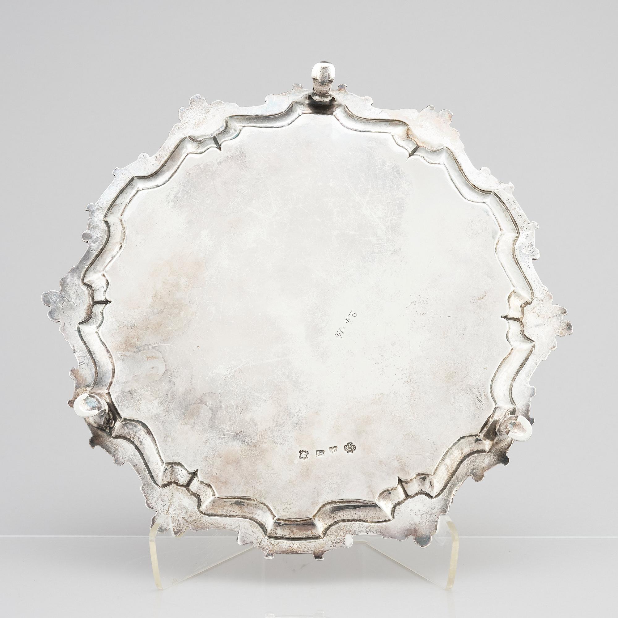 An English silver salver/plate, mark of Thomas Cooke II and Richard Gurney, London 1753.