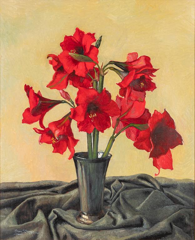 Owe Zerge, Still life with amaryllis.
