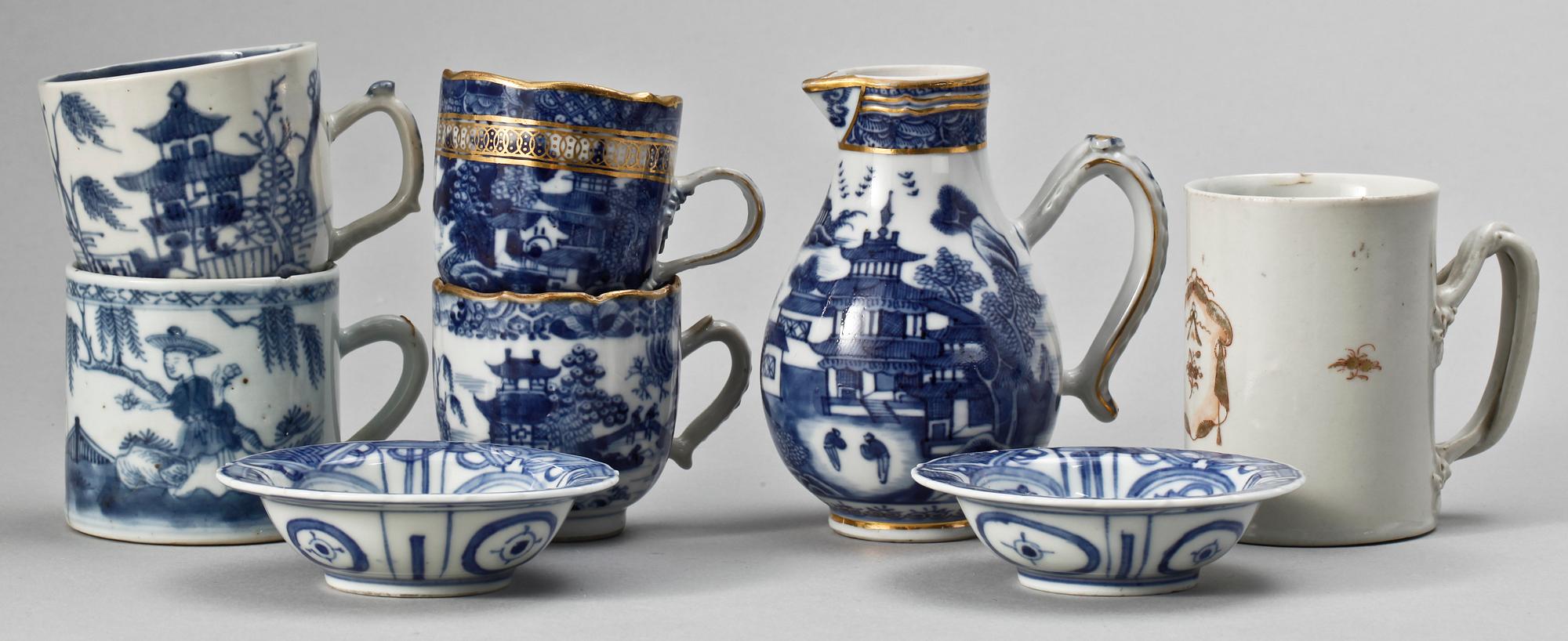 PARTI PORSLIN, 8 delar, Kina, 1700-1900-tal.